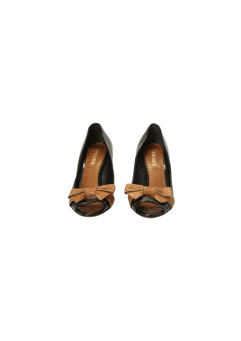 LEATHER BOW PEEP TOE 36.5