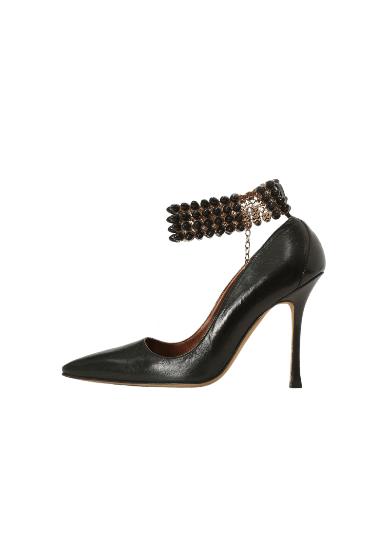 LEATHER CRYSTAL PUMPS 37