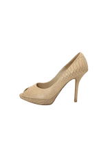 SNAKESKIN LEATHER PUMPS 36.5