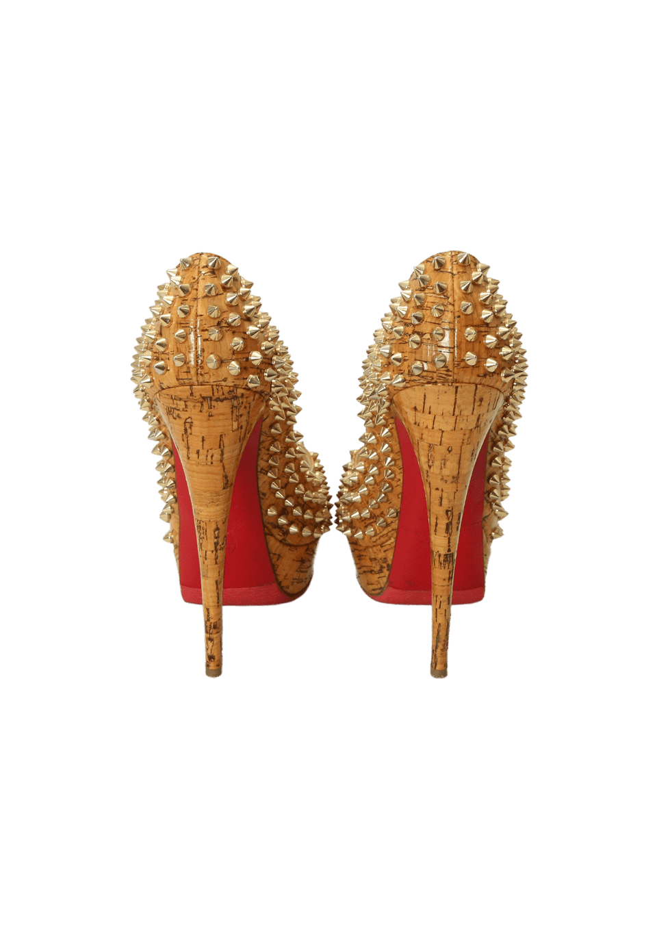 Scarpin peep toe Christian Louboutin Lady Peep Spikes 37.5 Bege