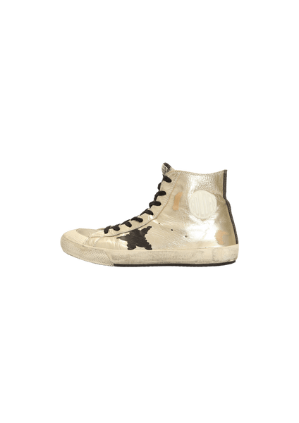 T NIS GOLDEN GOOSE FRANCY HIGH TOP PAINTED SNEAKERS 40 PRATA