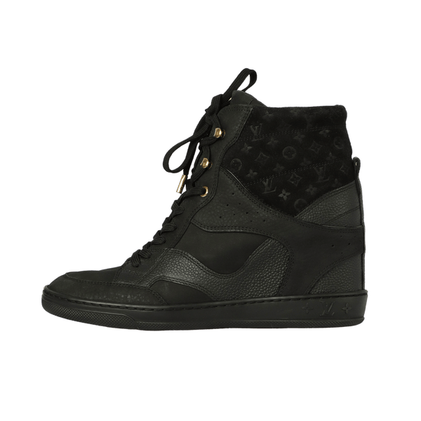 Louis vuitton black wedge sneakers online