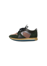 SUEDE COLORBLOCK PATTERN CHUNKY SNEAKERS 35.5
