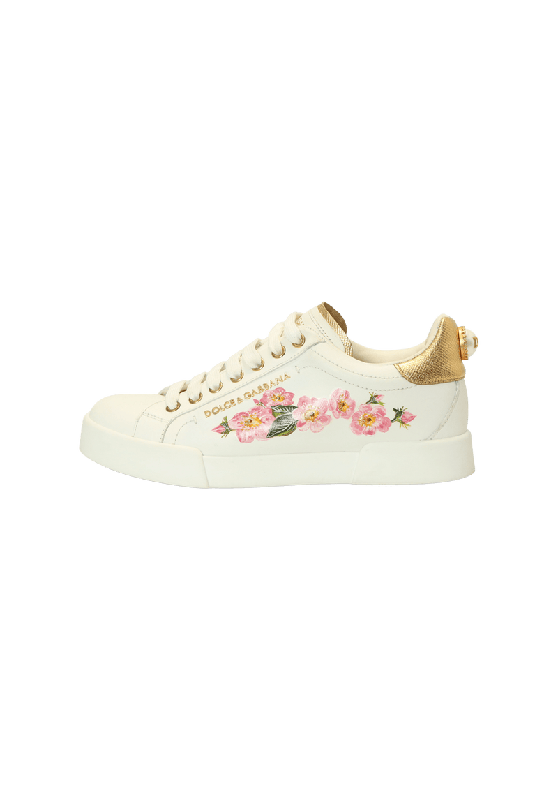 LEATHER FLORAL SNEAKERS 35.5