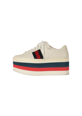 LEATHER STRIPED WEDGE SNEAKERS 36.5