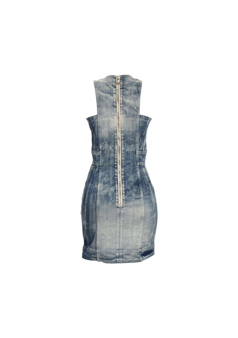 DOUBLE-BREASTED DENIM MINI DRESS 36