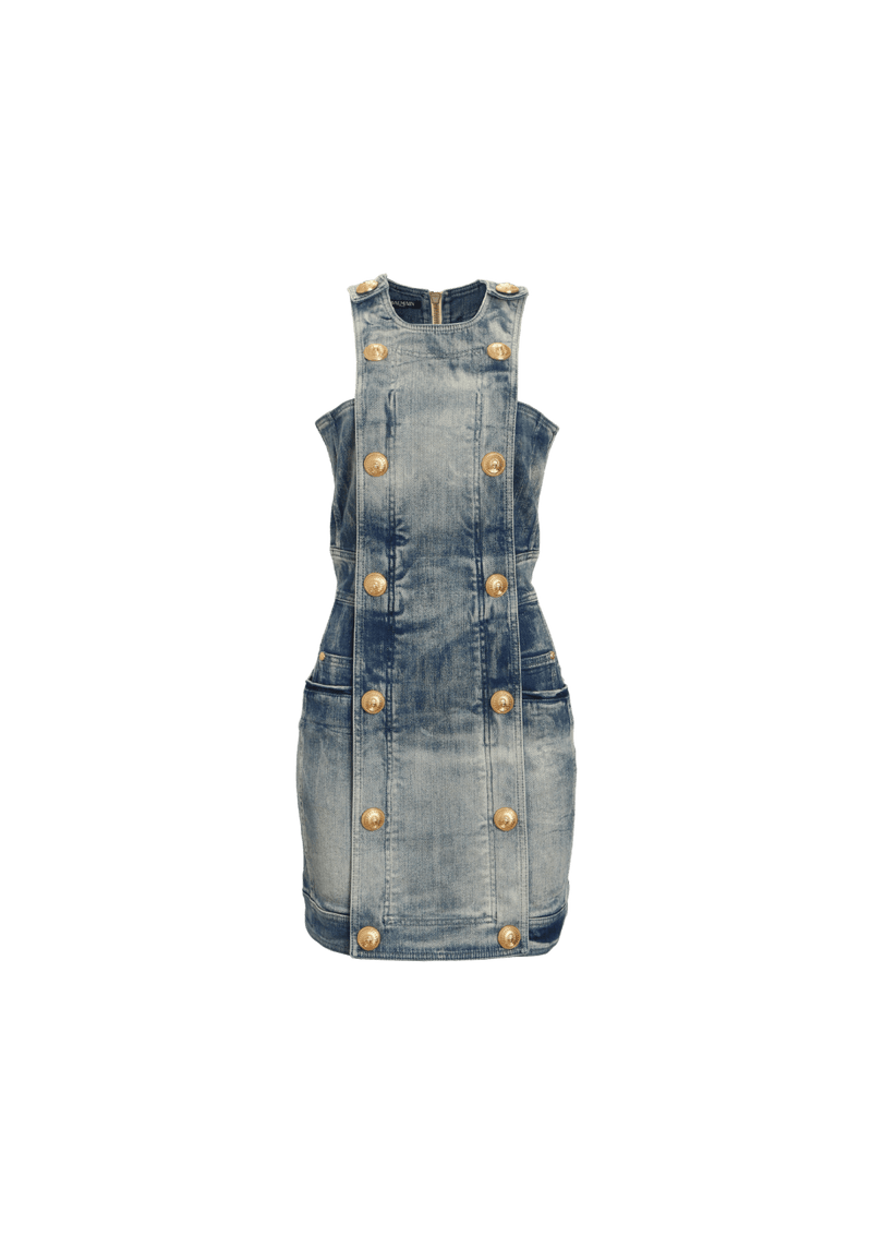 DOUBLE-BREASTED DENIM MINI DRESS 36