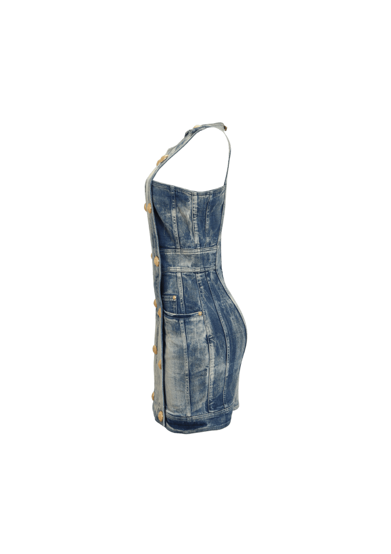 DOUBLE-BREASTED DENIM MINI DRESS 36