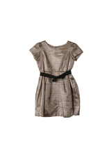 KIDS METALLIC BOW DRESS 4Y