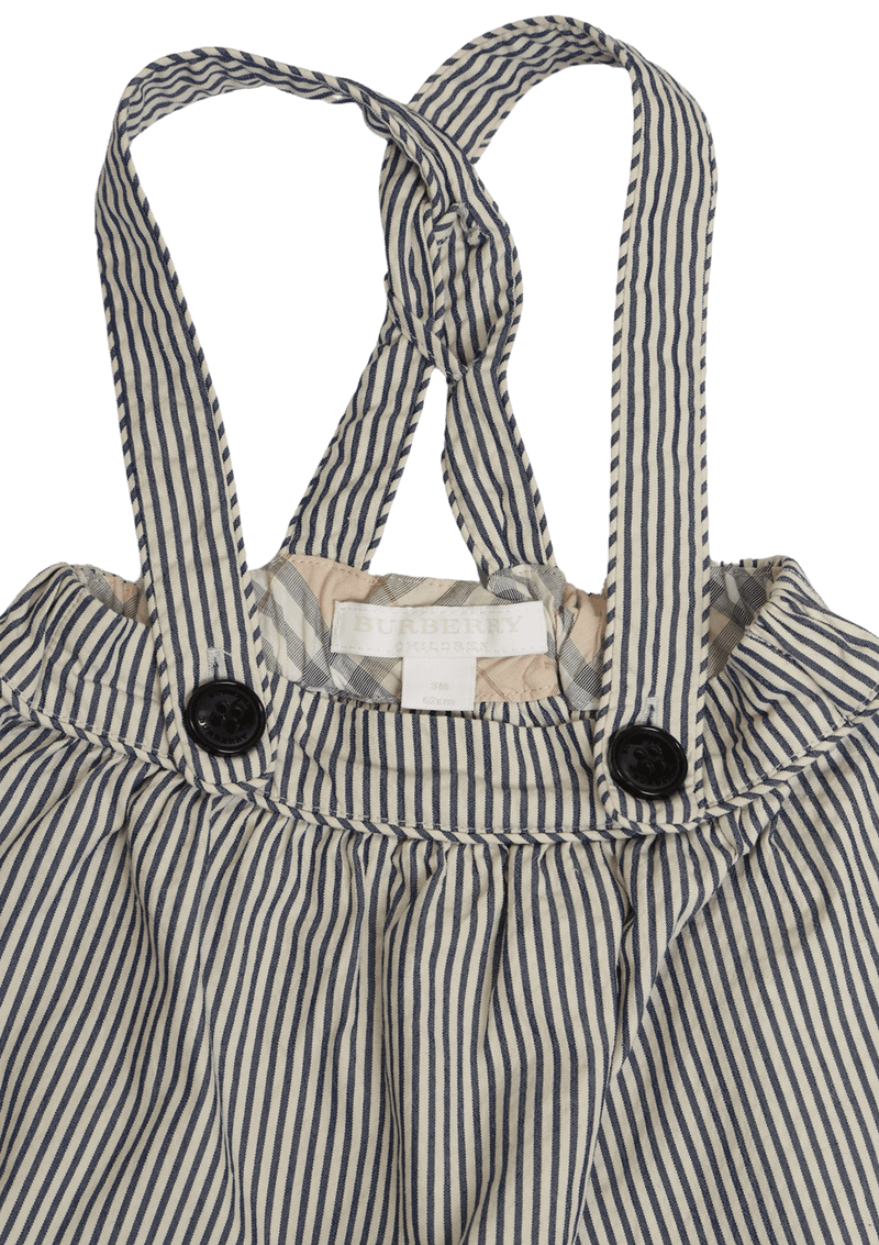 VESTIDO BURBERRY KID S STRIPED PINAFORE DRESS 3M AZUL ORIGINAL Gringa