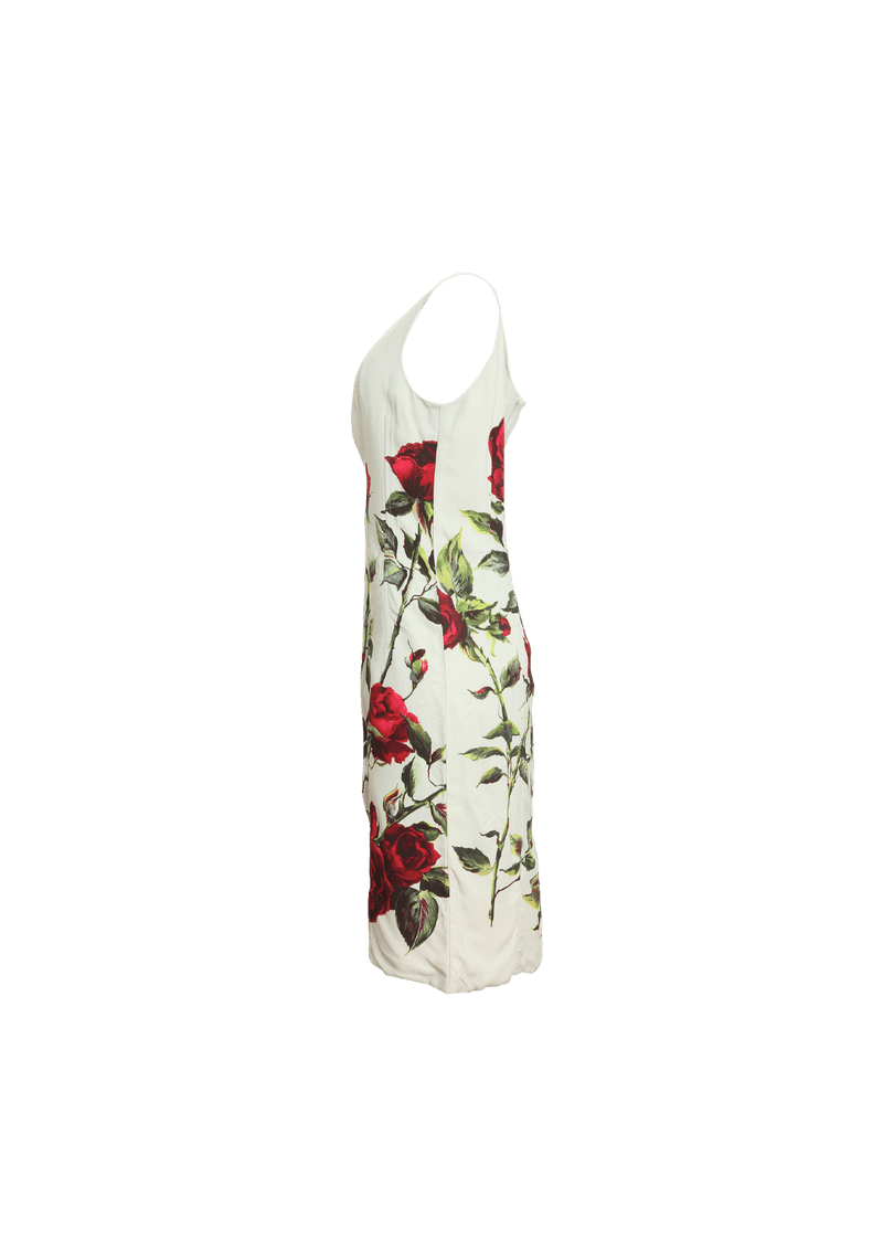 VESTIDO DOLCE & GABBANA RED ROSES PRINT DRESS 44 VERDE ORIGINAL – Gringa