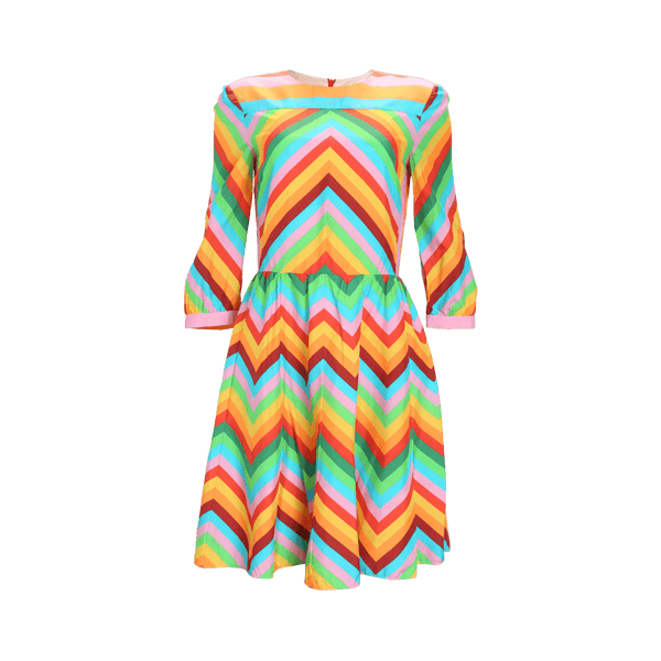 VESTIDO VALENTINO ARCHIVE 1973 CHEVRON PRINT DRESS 36 COLORIDO
