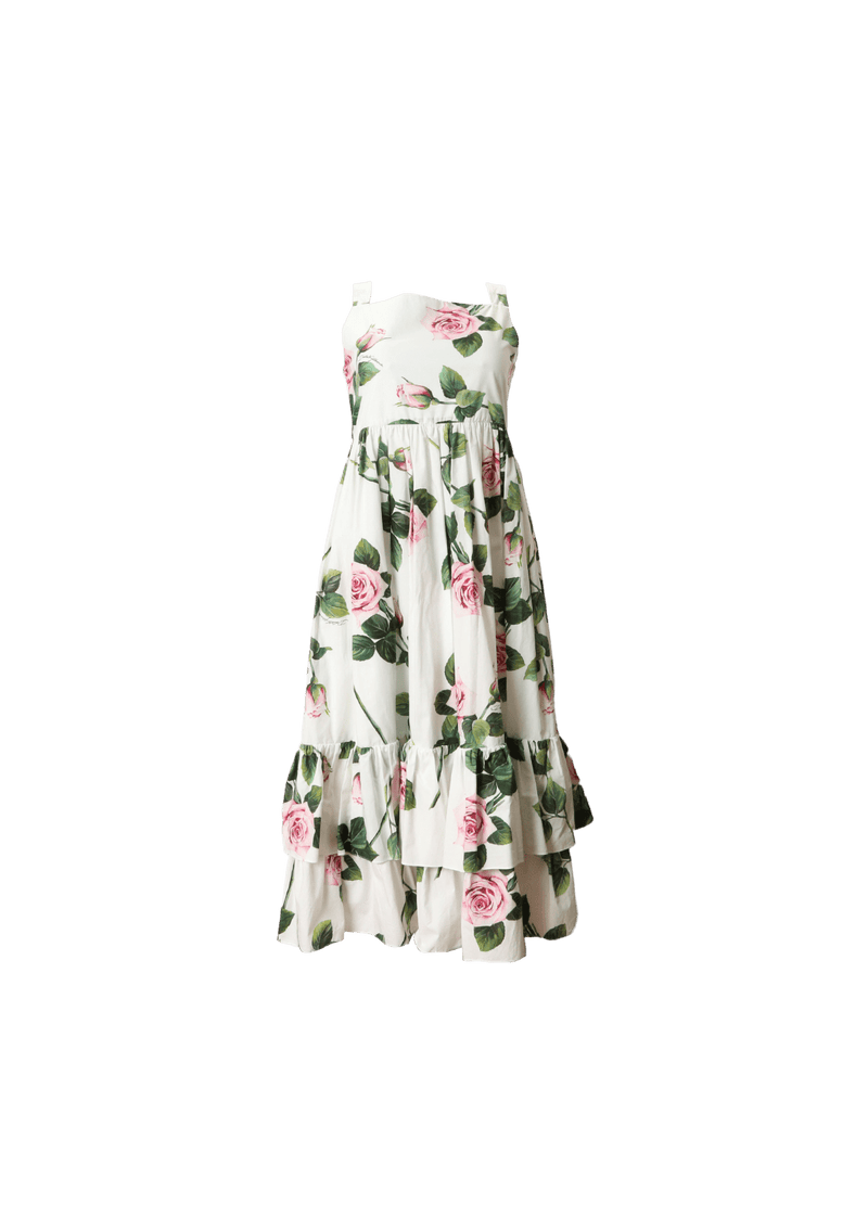 KID'S ROSES PRINT LONG DRESS 12Y