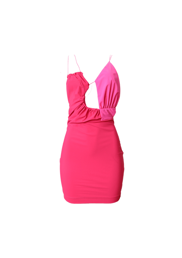 CUTOUT RUCHED MINI DRESS M