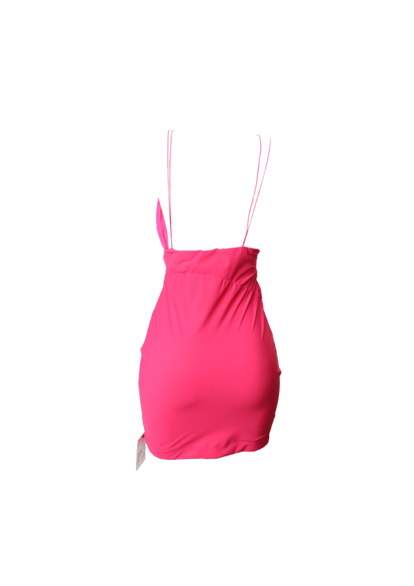 CUTOUT RUCHED MINI DRESS M