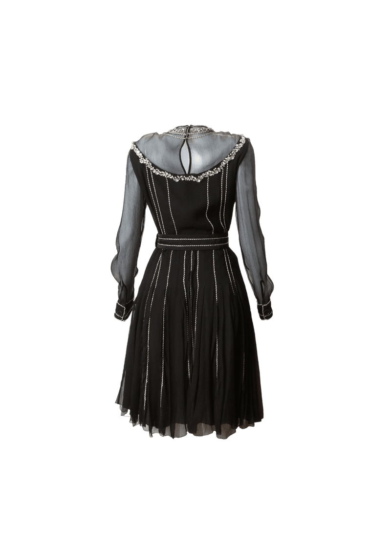 EMBELLISHED BELTED SILK DRESS 38