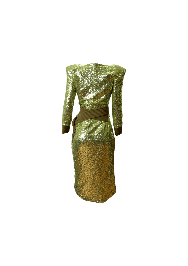 Vestido Zhivago Sequin Wrap Gown 40 Verde Original Gringa